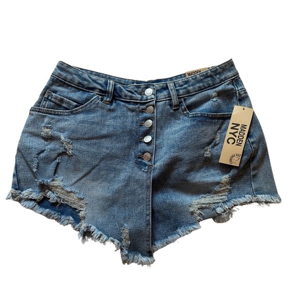 NWT  MADDEN NYC -SHORT/half mini skirt jeans Sz 9 button down front - Picture 1 of 9